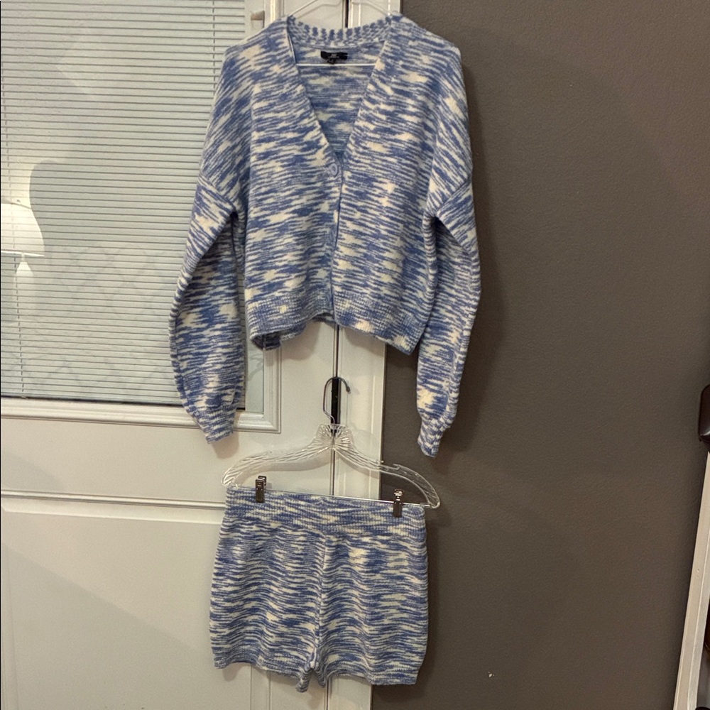 My Michelle Blue and White Cardigan Set